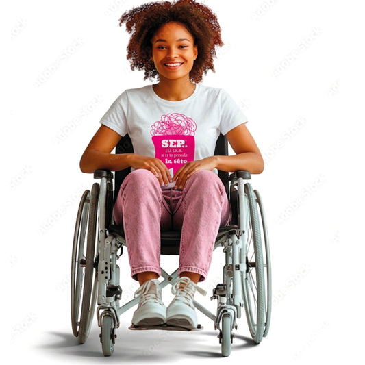 T-shirt femme Tête en Nuages Seplavie, illustration brouillard cognitif handicap invisible coton bio