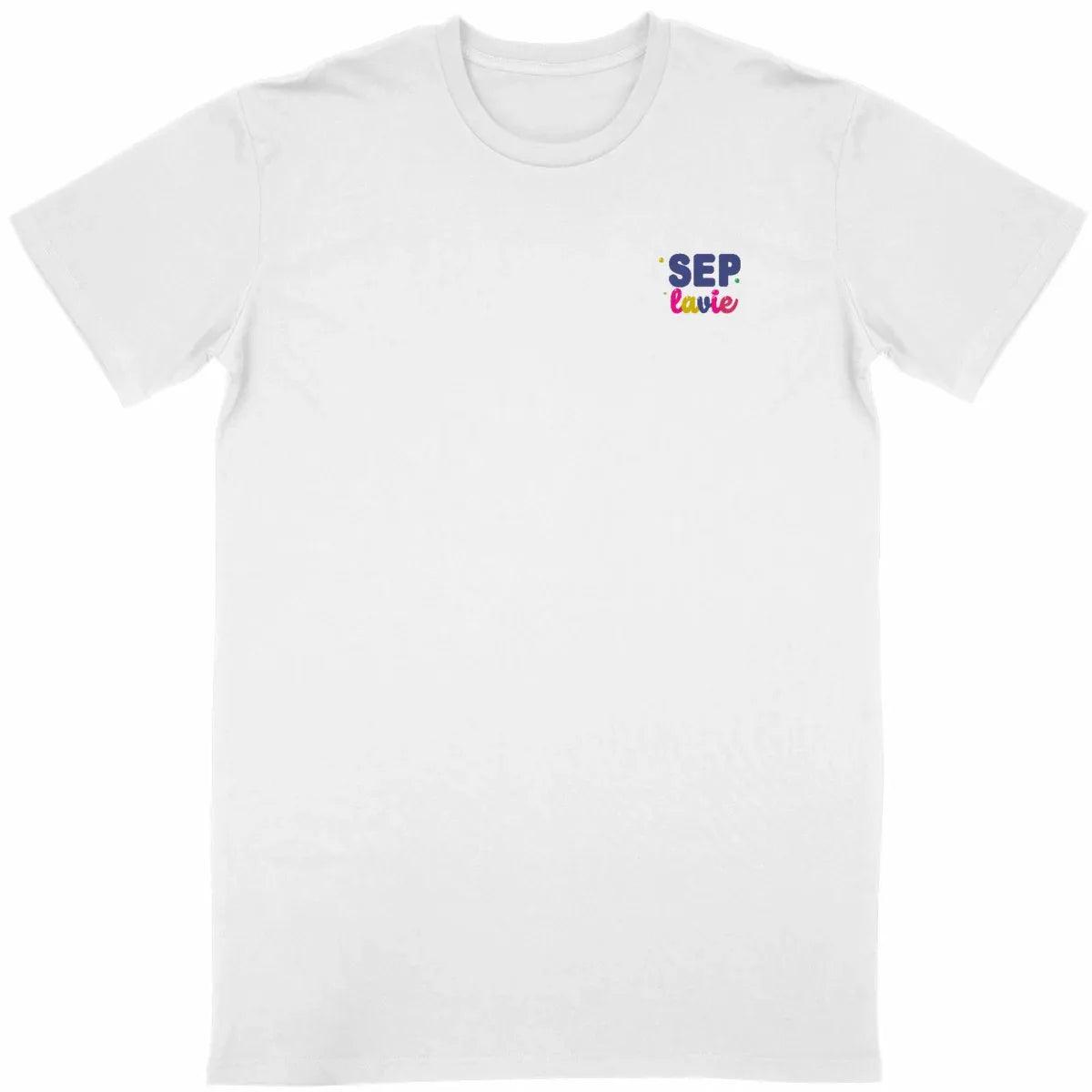 T-shirt unisexe Tête en Nuages Seplavie blanc face, sclérose en plaques humour coton bio