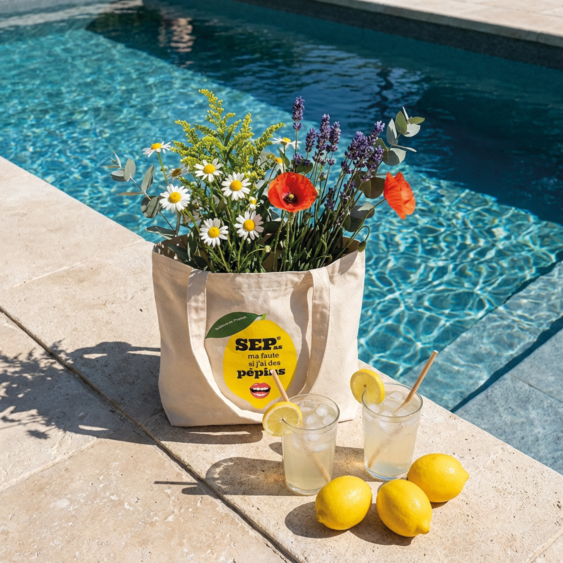 Shopping bag en coton bio, impression française