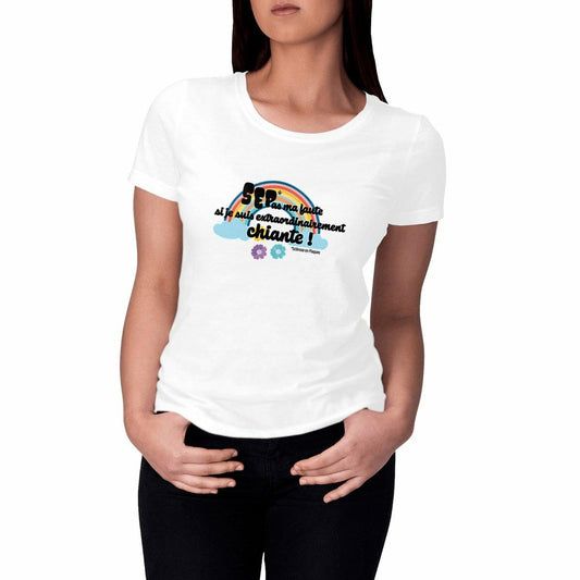 T-shirt femme Après la pluie Seplavie blanc, illustration arc-en-ciel sclérose en plaques coton bio