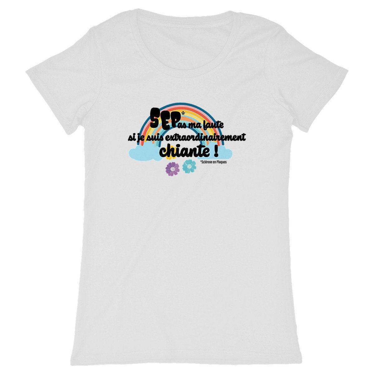 T-shirt femme  blanc Après la pluie Seplavie blanc face, design positif pour vivre avec la SEP
