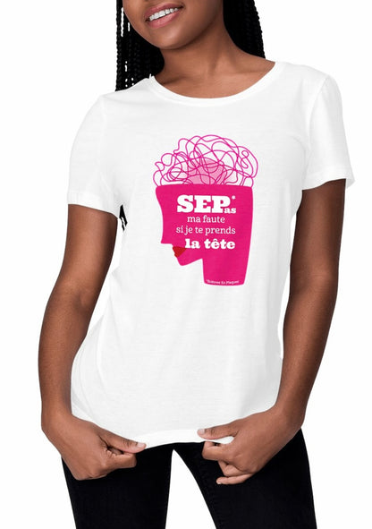 Tee-shirt Femme Tête en nuages Seplavie, tee-shirt handicap invisible impression française en coton bio