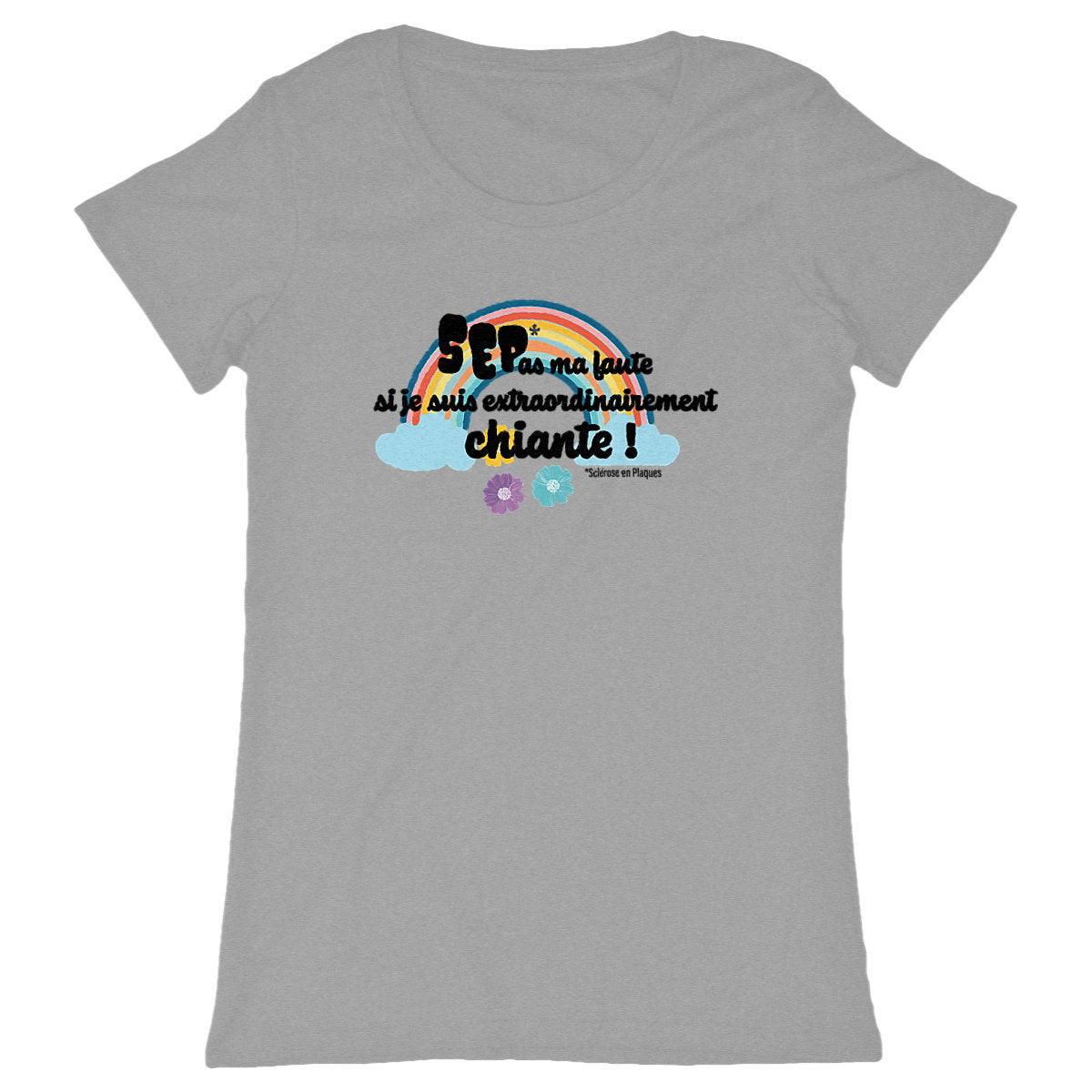 T-shirt femme gris Après la pluie Seplavie gris, coton bio impression française handicap invisible