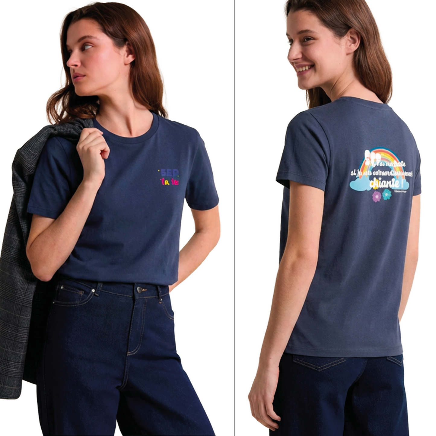 Tee-shirt unisexe Après la pluie Seplavie, tee-shirt arc-en-ciel handicap invisible impression française en coton bio