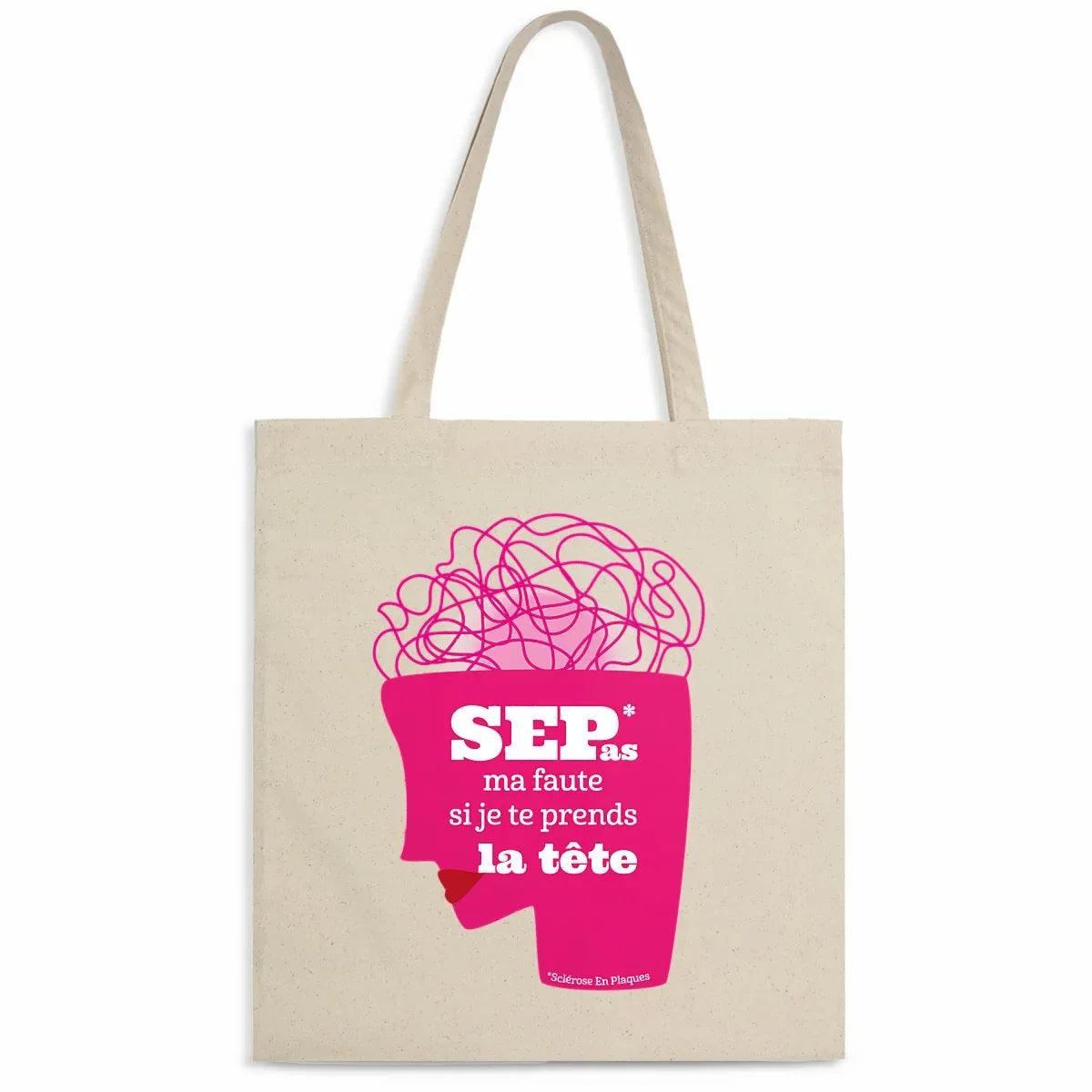 Tote bag Tête en Nuages Seplavie en coton bio naturel, brouillard cognitif sclérose en plaques