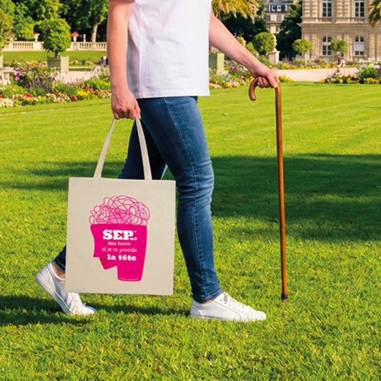 Tote bag Tête en Nuages Seplavie, accessoire engagé handicap invisible coton bio impression française
