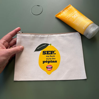 Trousse Pépin de Vie Seplavie, accessoire positif handicap invisible impression française coton bio
